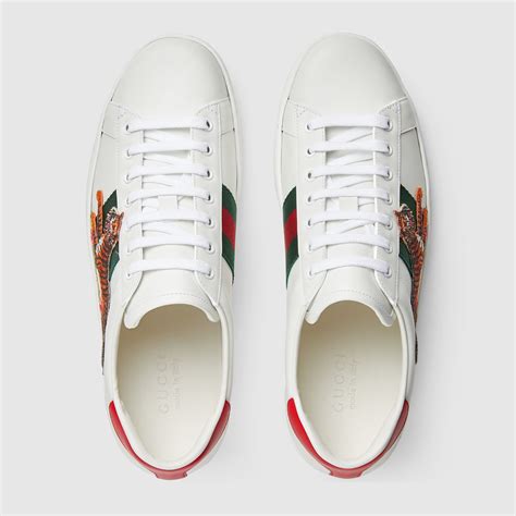 gucci ace metallic leather sneaker|gucci ace tiger sneakers.